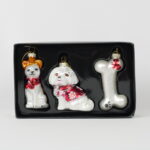 Set 3 globuri caței sticlă argintiu 11,5 cm WhitePuppy