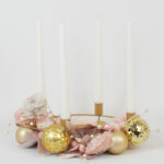 Suport metalic lumânare roz-auriu 15 cm Advent PinkElegance