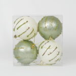 Set globuri alb-verde 15,5 cm EnchantedForest